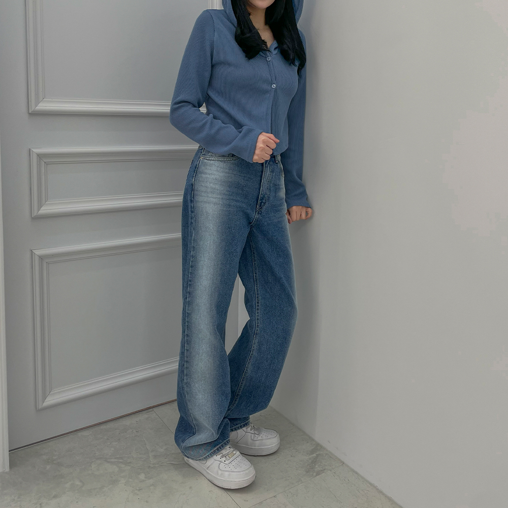 [무료배송]당일발송[고퀄리티]블러싱 데님 와이드 팬츠 <br> 긴바지 워싱 브러쉬워싱 슬림일자 일자핏 와이드