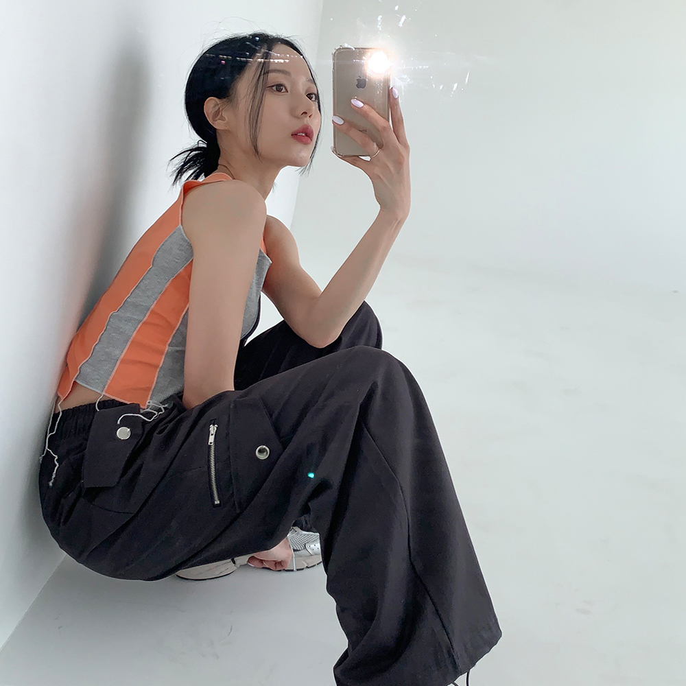 [무료배송][탄탄/투웨이]라이드 카고 롱팬츠 <br> 긴바지 지퍼 스트링 밴딩 면바지 포켓 지퍼