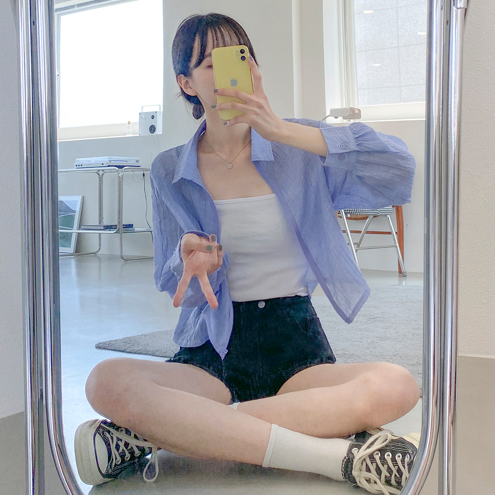 [무료배송]당일발송/블랙제외[햇빛차단/간절기]한여름에도 시스루 집업 <br> 점퍼 린넨 남방 집업 시스루 크롭