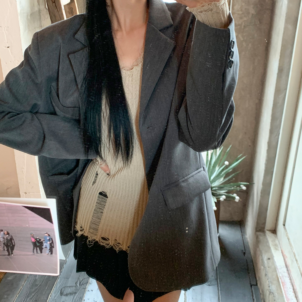 [무료배송][오버핏/데일리]앤드 베이직 자켓<br> 자켓 루즈핏 버튼 포켓 무지자켓 기본템 가을