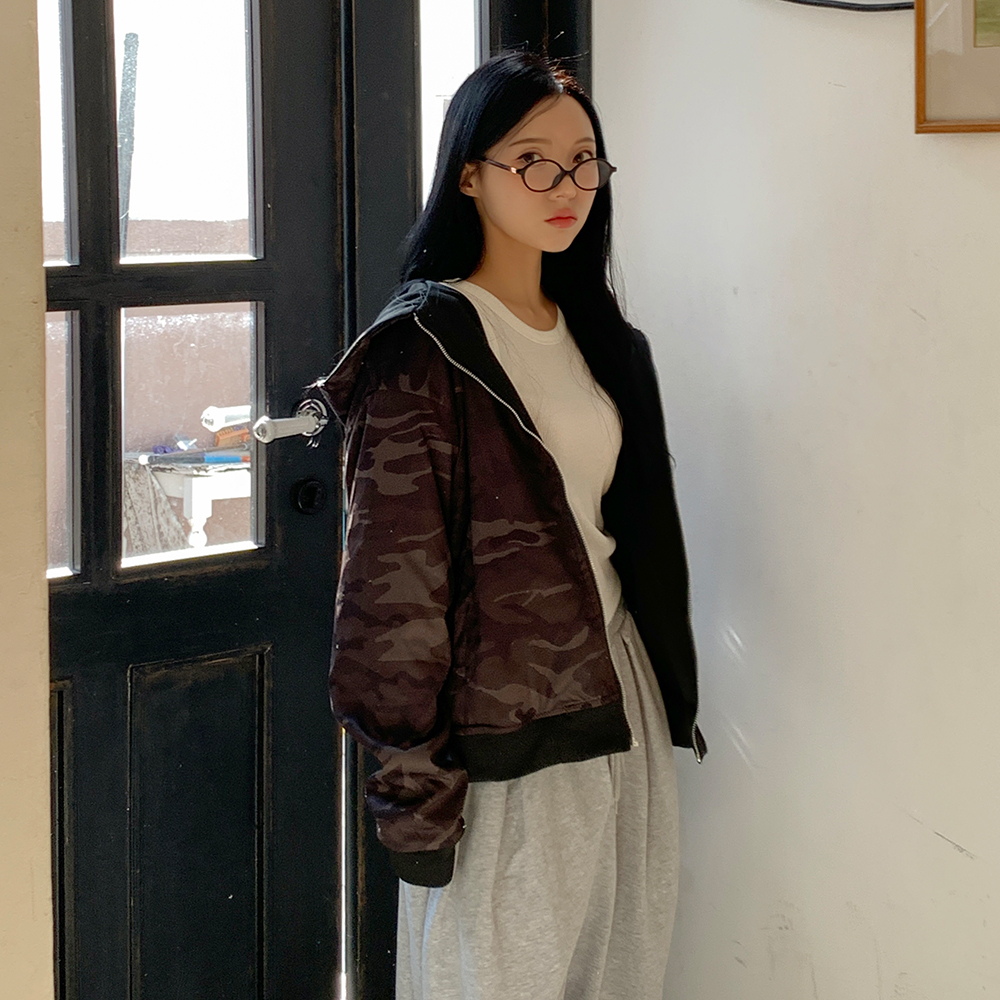 [무료배송][양면착용]웨인 밀리터리 후드집업 <br> 집업 리버시블 스트릿 빅사이즈 체형커버 유니크힙 데일리