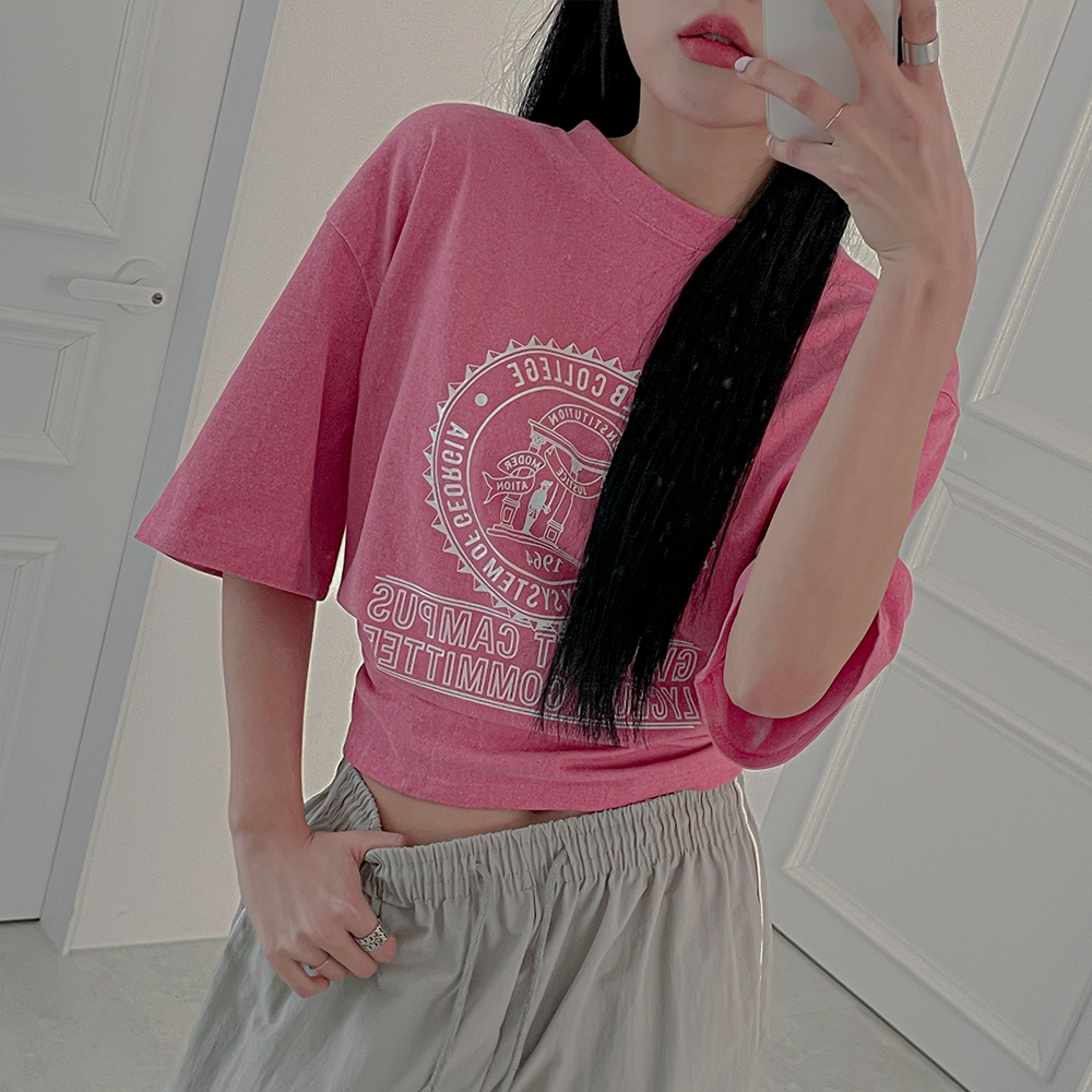 [무료배송][색감대박]쟈넷 피그먼트 반팔티 <br> 반팔티 디자인 핑크 여름 프린팅 오버핏