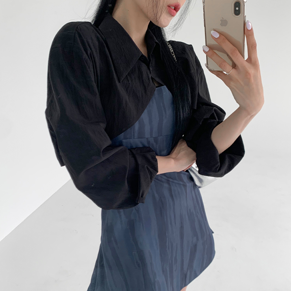 [무료배송][활용도갑]디어스루 셔츠 볼레로 <br> 셔츠 크롭셔츠 레이어드 아우터 단독 볼레로