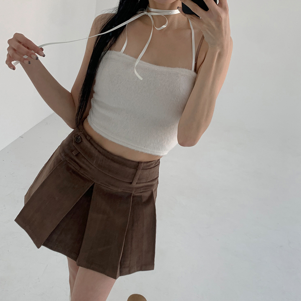 [무료배송][퍼/코디강추]엔디 앙고라 리본 탑<br> 반팔티 발레코어 스판 크롭 끈 포인트 레이어드 이너 연말룩