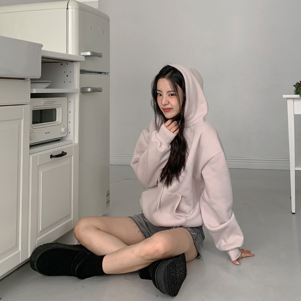 [무료배송][얇은기모]맨디 레터링 자수 후드티<br> 후드 자수 오버핏 데일리 기본 루즈핏 드롭숄더 후디