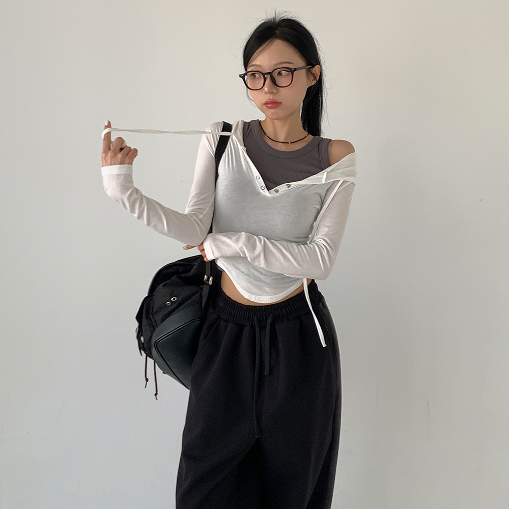 [무료배송][몸매보정핏]로슨 후드 긴팔티 <br> 밑단굴림 또또 후드넥 슬림핏 페미닌 데일리 꾸안꾸 여리핏