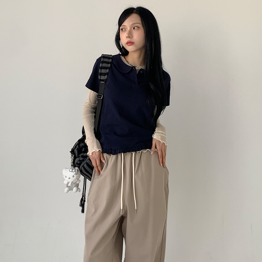 [무료배송][귀욤/무지,도트ver]수프 동글 카라 반팔티 <br> 반팔티셔츠 프릴 캉캉 꾸안꾸 데일리 코디추천!