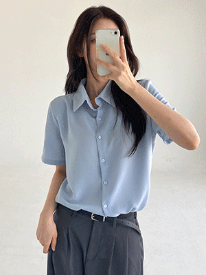 [무료배송]당일발송[링클프리]자체다리미 반팔블라우스 | 구김방지 블라우스 셔츠 데일리